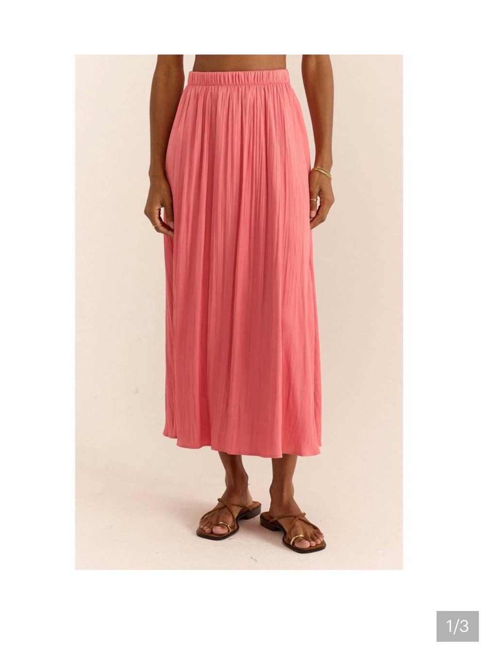 NWOT Z Supply Coral Pink Khalese midi skirt in color starfish, size medium